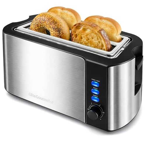 Elite Gourmet ECT-3100 4-Slice Long Slot Toaster | Extra Wid...