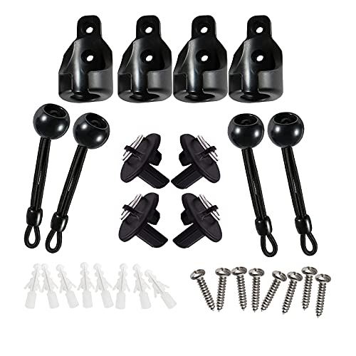 New Bungee Kit + End Caps Universal Replacement Mounting Brackets Of Exterior Sun Shades Outdoor/Indoor Roller Up Blinds (Black, 2Pack) #TOP17