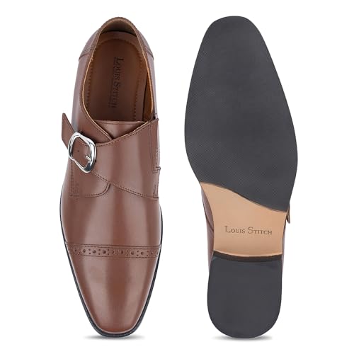 Image of LOUIS STITCH Men's Formal Shoes | Italian Leather Double Monk Strap Handcrafted | Stylish Slipon Shoes for Business, Formal, (LSRXSM)