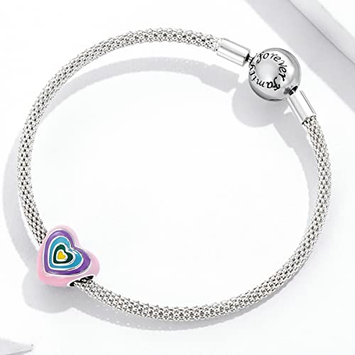 Abalorio de plata esterlina 925 arco iris pulido a mano para cadena 6