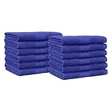 Amazon Basics Cotton Washcloths for Face, Soft, Absorbent, 12-Pack, Navy Blue, 12 Inch x 12 Inch