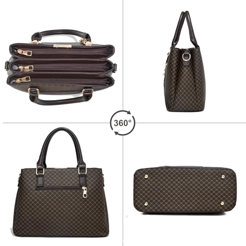 Purse and Handbags for Women, 3 Zip Compartments Tote Bag Designer Shoulder Purse Top Handle Satchel Bags3