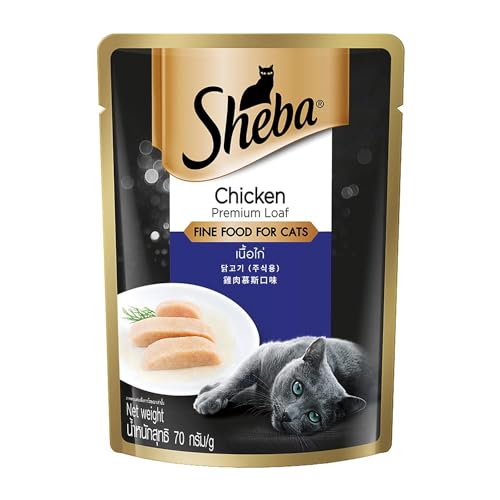 Sheba Fine Premium Adult (1+ Years) Wet Cat Food, Chicken Premium Loaf, 70 g Pouch, High-moisture gravy cat food for healthy hydration (B08QTHY3GV) Amazon Price History, Amazon Price Tracker