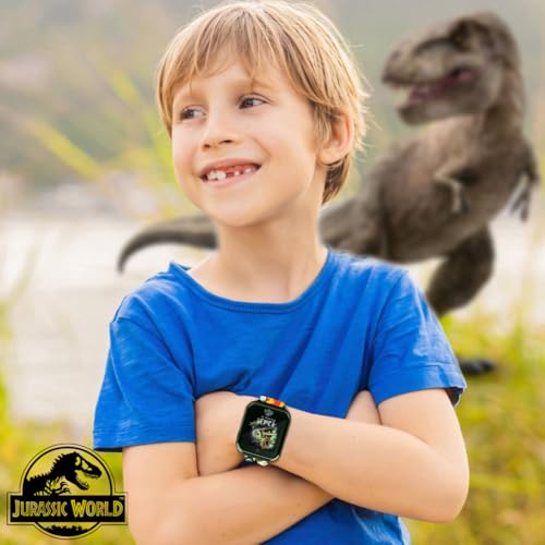 Jurassic World Kids Interactive Smart Watch with Touchscreen, Camera, Games, Pedometer, Alarm Fun Learning Digital Watch for Boys & Girls – Jurassic-Themed Silicone Strap – Fits Wrists 5.5”-8”4