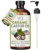VITAL AFFAIR Castor Oil Organic Cold Pressed Unrefined Glass Bottle - USDA Certified Castor Oil For Hair Growth, Skin, Eyelashes, Eyebrows & Nails - 8 Fl Oz
