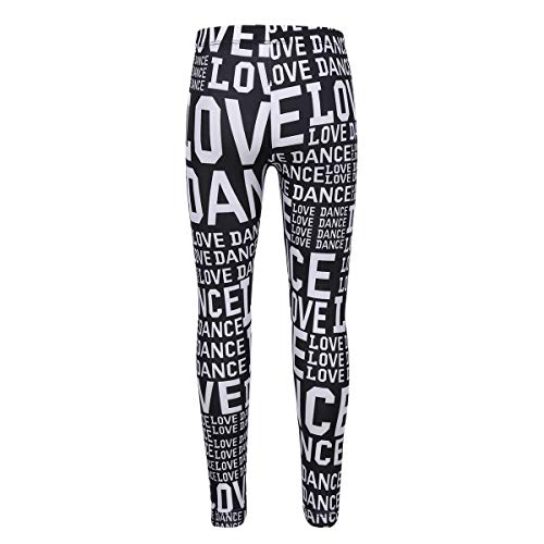 Yartina Kids Girls Dance Leggings Love Dance Print Slim Fit Long Pants Jazz Hip-Hop Stretchy Activewear2