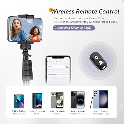 Aureday 62 Phone Tripod Accessory Kits, Camera & Cell Phone Tripod Stand with Wireless Remote and Universal Tripod Head Mount, Perfect for Selfies/Video Recording/Vlogging/Live Streaming