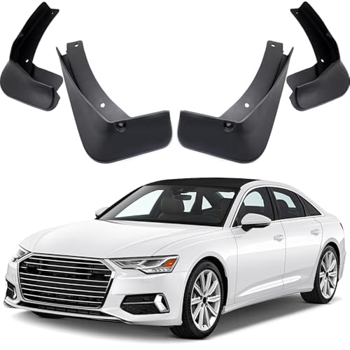 Image of 4pcs Mud Flaps Compatible with Audi A6 Sedan 45 TFSI 2019-2025 | Models without S-Line package, Front Rear Splash Guards Mud Guards, Black