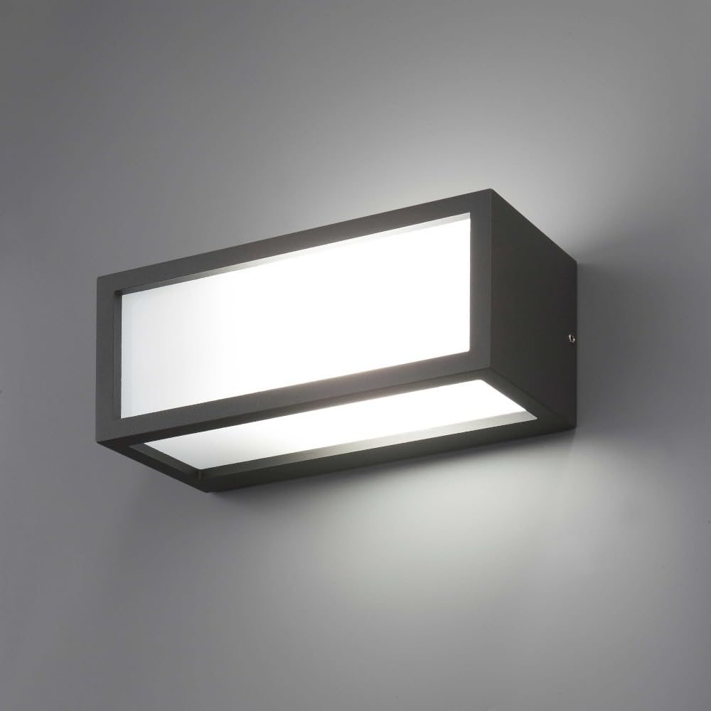 MAZZOLA LUCE Applique lampada da parete per esterno giardino ip54 grigio antracite e27 moderna rettangolare - Certificazione Elettrica Italiana