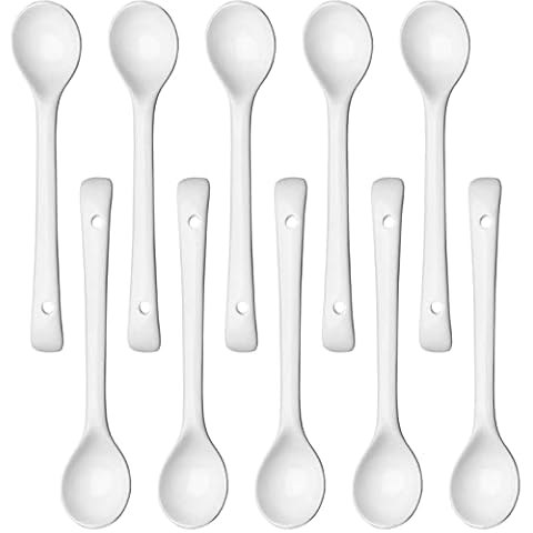 Espresso Spoons Ceramic Coffee Spoons Set of 10 Demitasse Spoons Small Spoons for Coffee Tea Dessert Sugar ice cream (10pcs) Cover