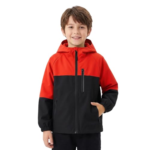 Baogaier Chaqueta Impermeable para Niñas Niño, Cortavientos Abrigos con Banda Reflectante Ligera Casual Chaquetas de Lluvia Primavera Otoño Chubasquero Deportivos Ropa 11-12 Años, Rojo
