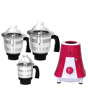 aonezone elite (550 watt) mixer grinder with 3 stainless steel jar 3 year motor and 1 year brand warranty