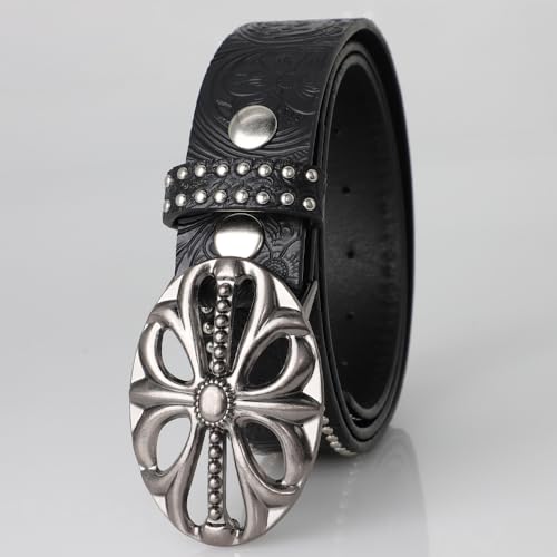 Y2k Belt for Women Men Western Fashion Cowboy Cowgirl Punk Goth Emo Bohemian Engraved Studded Belt Grunge Clothes3