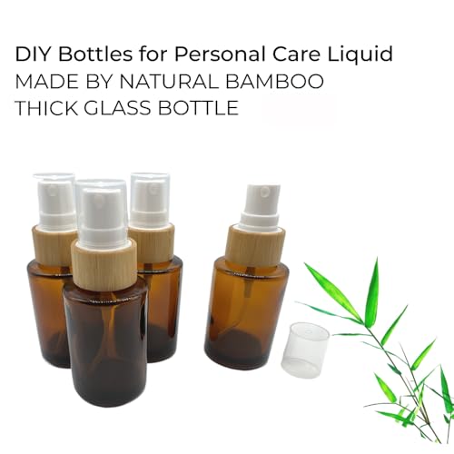 Empty Cosmetic Glass Spray Bottles 1oz/30ml 4 PACK with Fine Mist Dispenser for Liquid Perfume Toiletries Containers,Toner Containers(Brown Clear)3