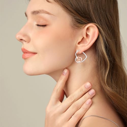 LES OSEWA Dog Animal Earrings Sterling Silver Animal Heart Hoop Dangle Earrings Cute Jewelry Gifts for Women3