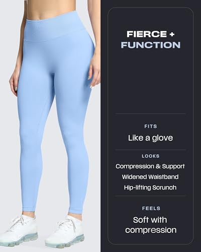 Aoxjox Women's Scrunch Butt Lifting Seamless Leggings Booty High Waisted Workout Yoga Pants 23" (A Light Sky Blue, Medium) - Thumbnail 4