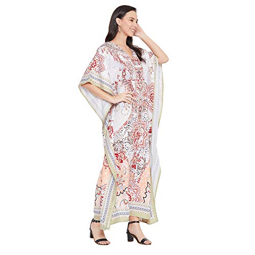 Image of Oussum Women Long Maxi Plus Size Polyester Kaftan Gown, Womens Kaftan Dresses Lounge Resort Wear, Plus Size Kaftan
