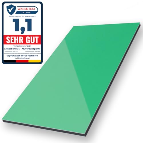 Aluverbund 24 Aluverbundplatte, Aluminium Platte, 3mm dick, Grün/RAL6024, 70x180cm