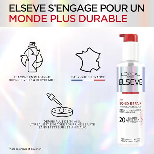 L'Oréal Paris - Sérum Réparateur Sans Rinçage pour Cheveux Abîmés et Sur-Sollicités - Complexe à l'Acide Citrique - Protocole de Soin Capillaire - Elseve Pro Bond Repair - 150 ml