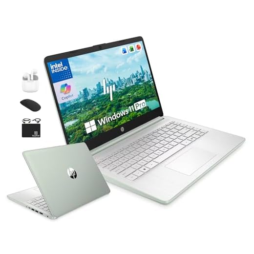 HP 14" Laptop Computer for 2026 Student Business Productivity, MS Office & Win 11 Pro, Copilot AI, Intel 4-Core CPU, 4GB DDR5 RAM, 628GB Storage (128GB UFS+500GB Ext), Wi-Fi 6, HubxcelAddon, Green