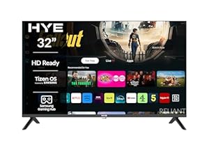 HYE 32 inch Smart TV with HD Ready display, frameless design, WiFi, Bluetooth, Samsung Tizen OS, Gaming Hub, TV streaming apps & HDMI connectivity – 32HDS1008