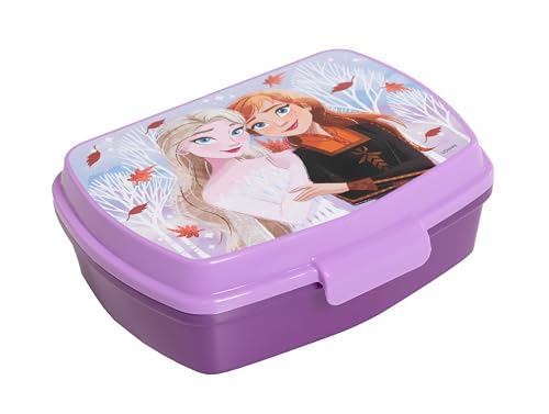 Fiambrera infantil colegio, fiambrera infantil recreo, sandwichera colegio ideal para el recreo, sandwichera merienda parque para niños y niñas (Frozen Morado)