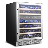 AAOBOSI Wine Fridge Cooler, 46 Bottles,24 inch Dual Zone Wine Cooler Under Counter with Adjustable Shelves,Built-in or Freestanding Wine Refrigerators for Home,Office,Bar