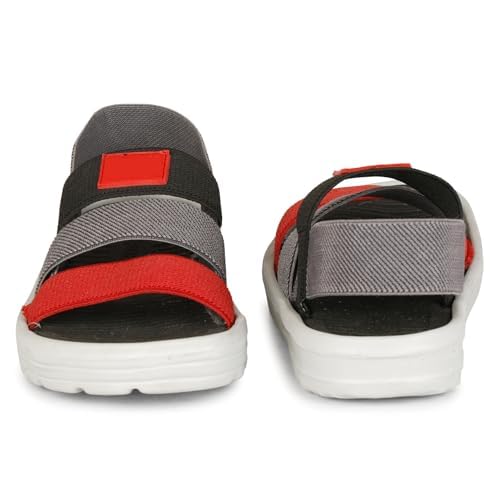 Image of ARCHID Red Grey Kids Sandal Soft EVA Sole Stylish Sandals for Kids with Back Strap Comfortable and Light Weight SandleWith Anti Skid and Waterproof Technology For Everyday use for Boys