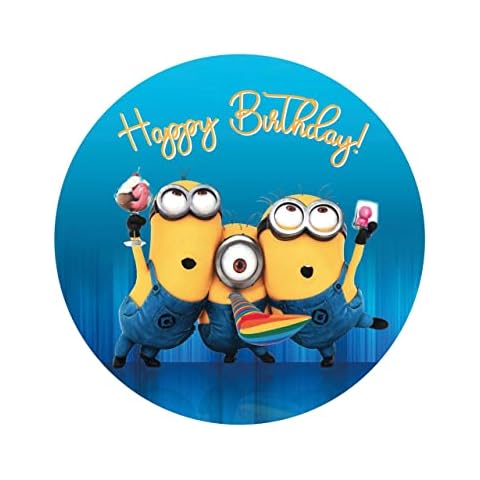 Tortenaufleger Minions Happy Birthday, rund 20cm Fondantpapier PREMIUM Cover