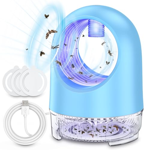 Indoor Bug Catcher, Fan-Powered Fly Trap for Home – Traps Fruit Flies, Gnats, Mosquitoes, Moths | Quiet Design with Sticky Glue Boards