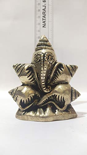 Estatua de Ganesha de Latón en Forma de Concha 10.5 cm miniatura 5