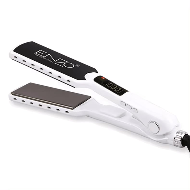 ENZO EN-5050 Professional Nano Titanium Hair Straightener -Flat Iron with 4 Bottles of Coconut Oil, Advanced Heat Technology, Adjustable Temperature Settings, and Ergonomic Design - Intl Version
