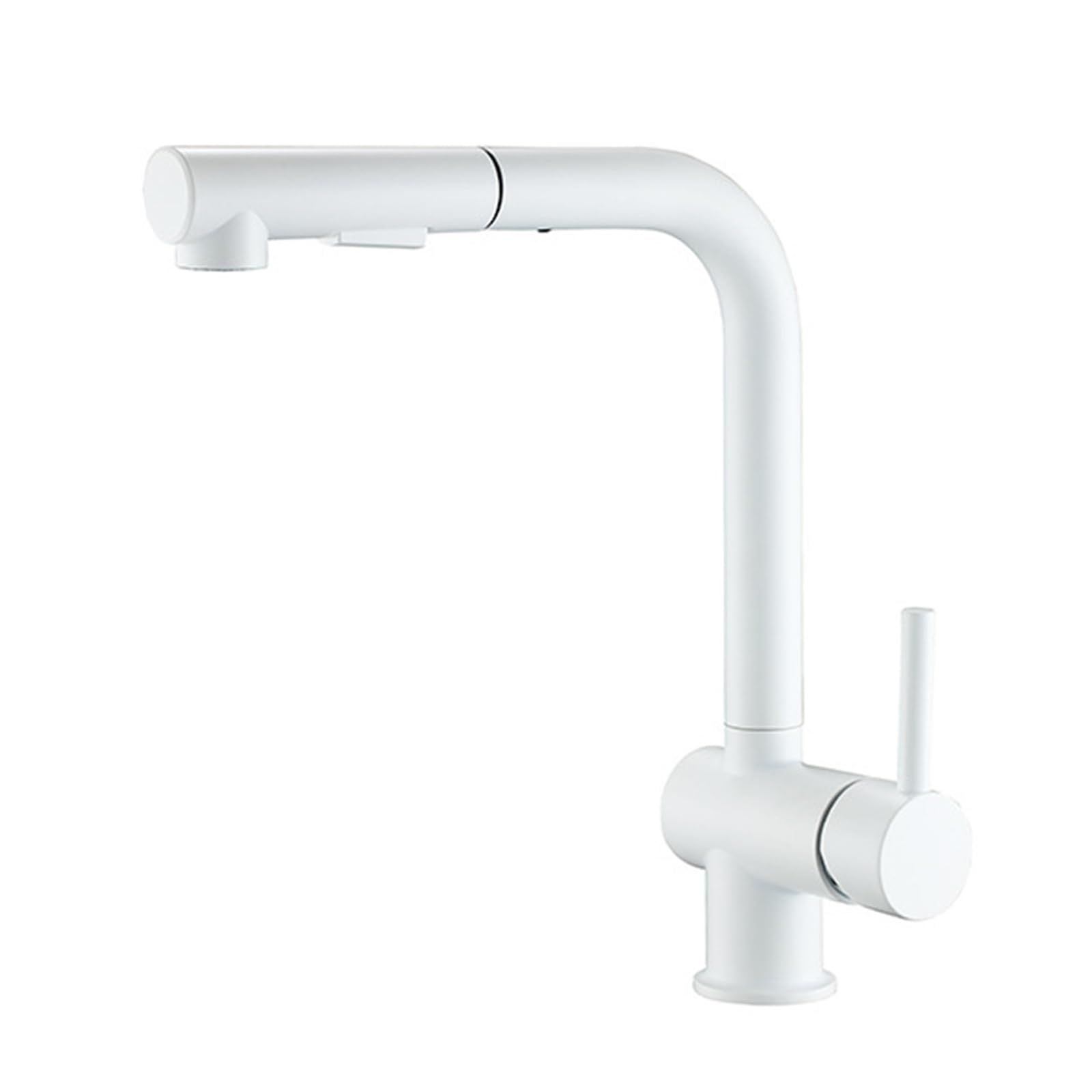 Miscelatore Cucina Estraibile Rubinetto Cucina con Doccetta Girevole a 360° Maniglia Singola Acqua Fredda e Calda 2 Modalità Rubinetto Lavello Cucina Estraibile-Bianco