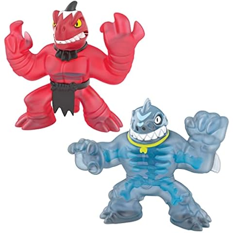 Heroes of Goo Jit Zu Dino X-Ray Verses Pack, Chomp Attack Shredz Verses X-Ray Bones Tri-Tops 4.5" Tall Action Figure, Perfect Christmas/Birthday Present For 4 To 8 Years Squishy,Stretchy Tactile Play Cover