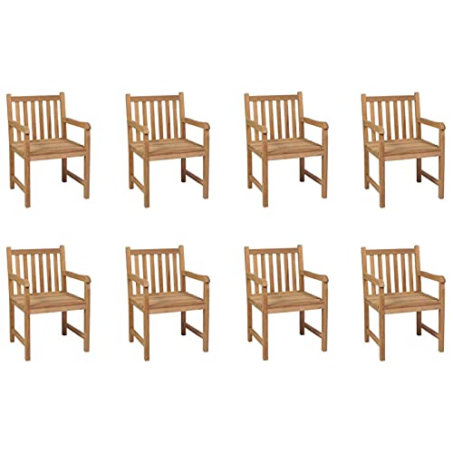 Cinyiqo Sillas de jardín 8 Unidades, Sillas Terraza Exterior, Silla Playa Jardin, Sillas Exterior Jardin, Sillas Balcon, Muebles Jardin Exterior Conjunto, Madera Maciza de Teca