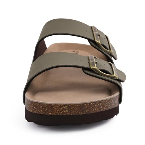 Image of ODOLY Unisex Comfortable Cork Footbed Slide Sandals with Arch Support | Adjustable Buckle, Lightweight Summer Sandals for Travel and Everyday Wear