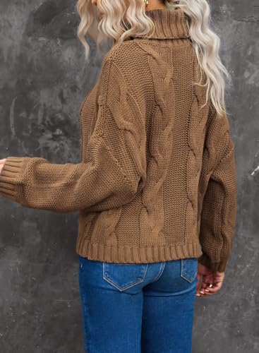 Image of Dokotoo Womens 2026 Winter Fall Solid Turtleneck High Neck Balloon Long Sleeve Sweaters Pullover Outerwear