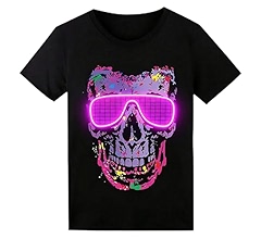 Sound Activated LED T-Shirt, Glow in The Dark Light Up Shirt