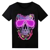 Sound Activated LED T-Shirt, Glow in The Dark Light Up Shirt for Men, Neon Shirt for Rave, Glow Party, Concert, Halloween