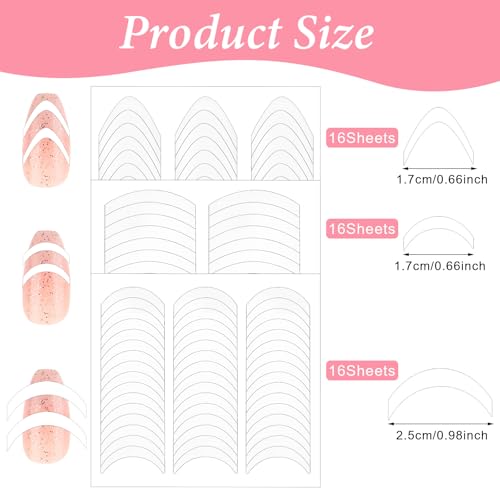 Gjinxi Zestaw Naklejek Na Paznokcie French Tip – 48 Arkuszy Samoprzylepnych Szablonów Do Manicure W Kształcie Litery V I Księżyca Do Perfekcyjnego Francuskiego Zdobienia Paznokci, Zrób To Sam