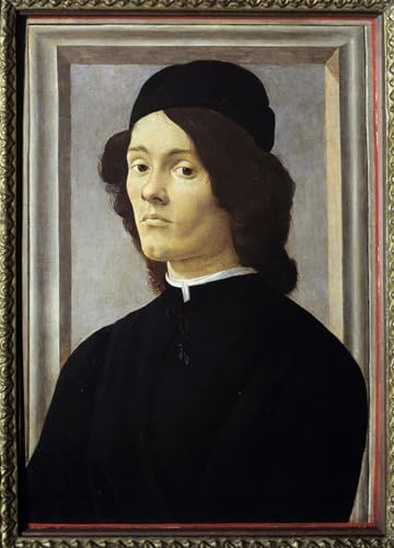Tableaux Peinture sur Toile Botticelli Portrait Jeune Homme Noir 60x90