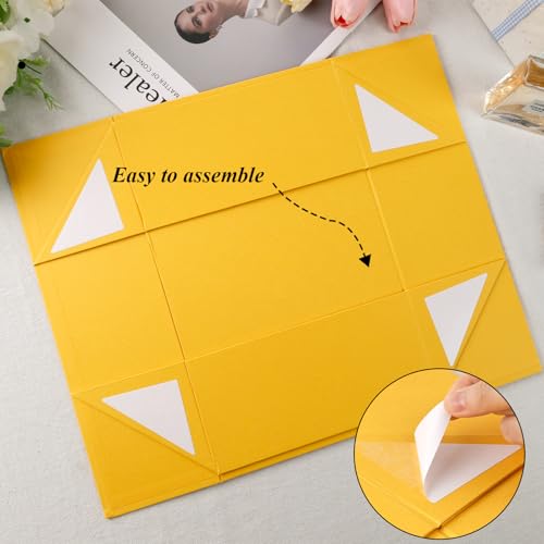 Boîte emballage cadeau jaune grand format avec carte de vœux - 4