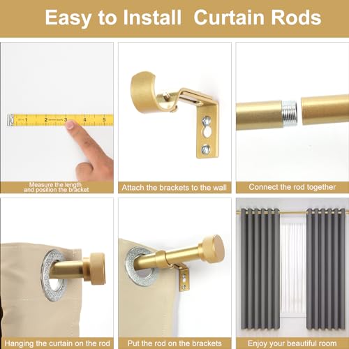 Kailgmm KG0001 Curtain Rods For Windows 28 To 48 Inch, 1 Inch Single Adjustable Telescoping Rod With Brackets, Heavy Duty Drapery Rods For Bedroom, Living Room, Patio, Kitchen thumb #6