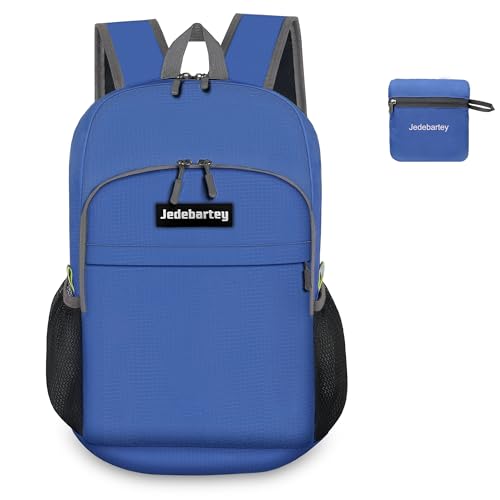 Jedebartey Rucksack, 22L Ultra Lightweight Backpack Foldable Hiking Daypack Small Travel Day Bag for Men Women Kids Outdoor Sports Camping Mountaineering Walking Cycling Climbing (Dark Blue)