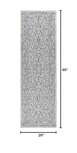 Tapete corredor texturizado Eyely 2x8 gris/azul miniatura 2