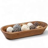 Mie Creations 16.5'' Large Wooden Dough Bowl for Decor, Farmhouse Decorative Centerpiece Oval Dough Bowls for Table | Handmade Long Acacia Wood Bowl, Rustic Thanksgiving Christmas Dining Decorations