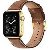 SUNFWR Cinturino di ricambio in pelle compatibile con Apple Watch da 41 mm, 40 mm, 38 mm, 42 mm (serie 10), per uomini e donne, cinturino di ricambio in vera pelle pieno fiore per iWatch Ultra 2