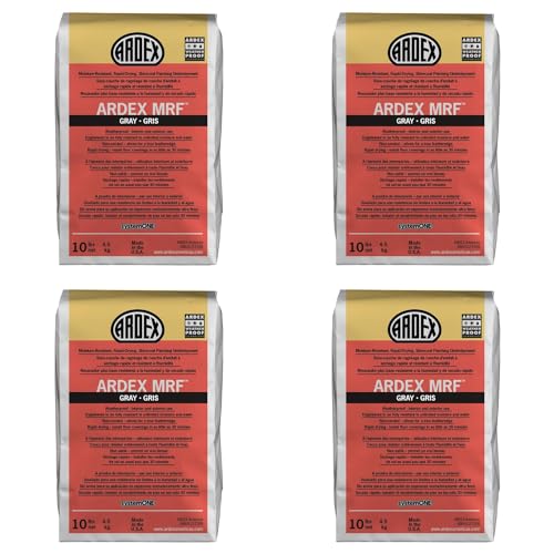 Ardex MRF Water Resistant Rapid-Drying, Cement Based Skimcoat Patching Flooring Underlayment 10 Lb for Ceramic Tile Natural Stone Tile, Weatherproof Technology for Indoor Outdoor Use (4 Bags Bundle)