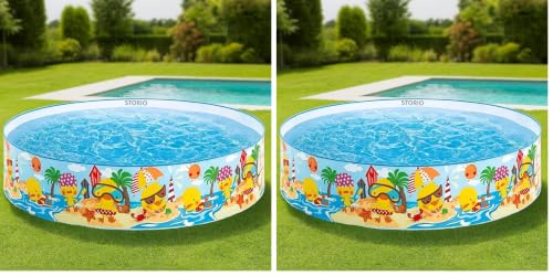 Image of Storio 4 Feet Non-Inflatable Swimming Pool for Kids | No Air Pump Needed | Foldable Bath Tub for Home, Garden & Farmhouse Use | Easy Setup Pool - 4Ft Round Water Play Tub, Multicolor (Pack of 2)