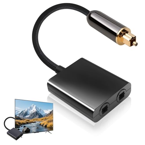 Astraveo Répartiteur Cable Fibre Optique Audio Doubleur Optique Audio 1 En 2 Adaptateur Fibre Optique Toslink SPDIF Câble Optique Audios 0.2M pour TV, Barre...